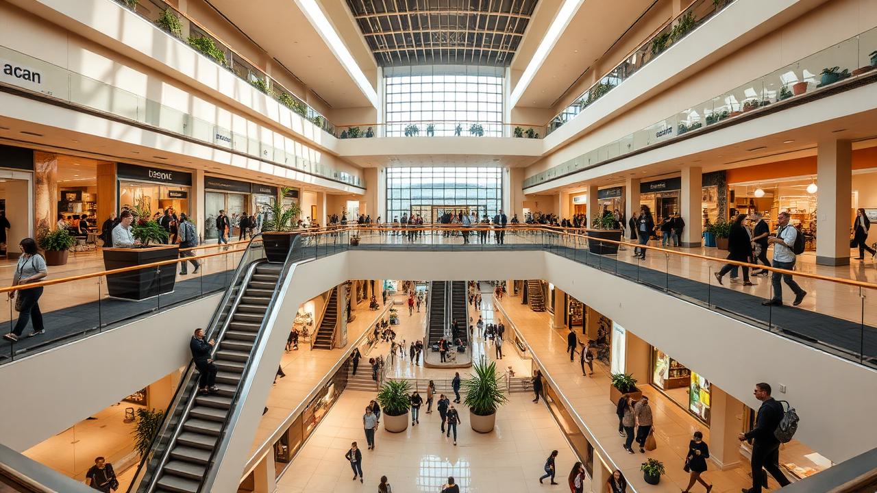 Katy Mills — glass-roofed indoor outlet atrium