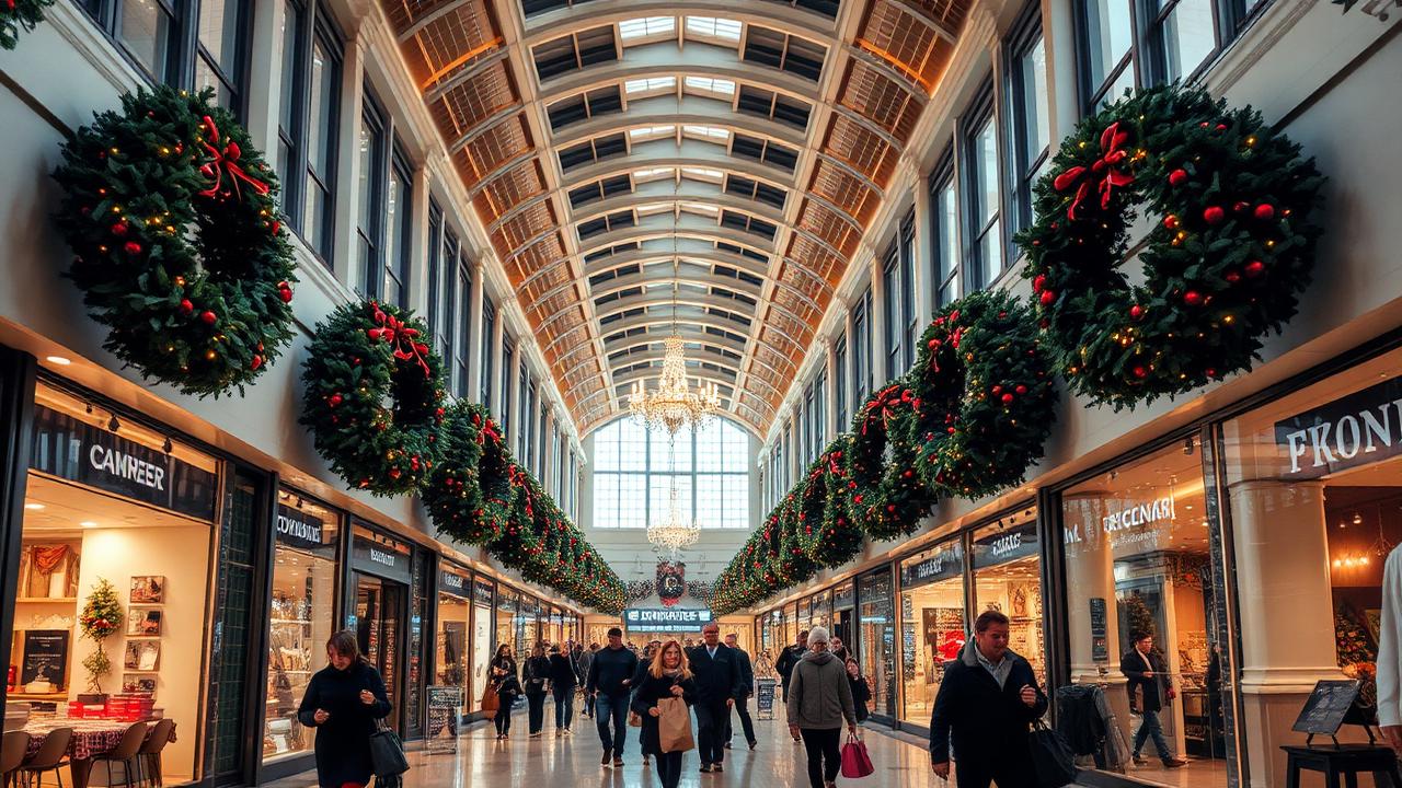 Opry Mills — indoor outlet mall dressed for the holidays