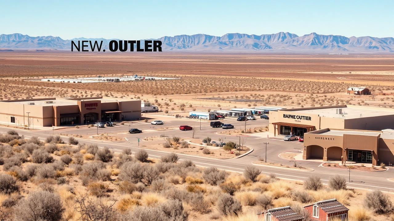 Allen Premium Outlets — high-desert outlet center with distant mesas